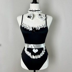 NWOT 💕6PC SET💕Cosplay Bunny Maid Bodysuit Costume | OS | White/Black